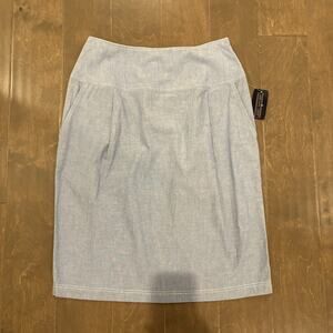NWT Herman Geist Skirt Women Size 12 Blue Chambray Cotton‎ Vacation Casual Work